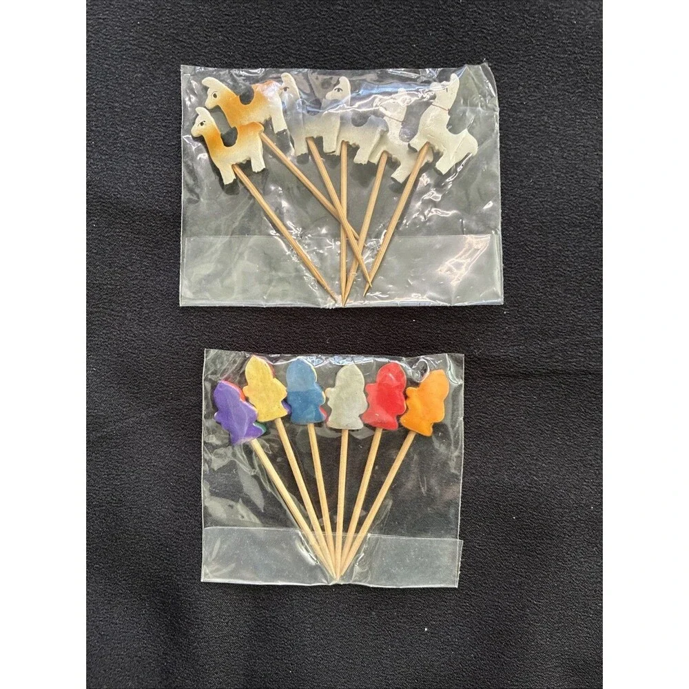 Cocktail Toothpicks Llama & Peruvian People Reusable Appetizer Fruit Party Decor